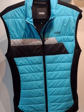 Colmar Women's Quilted Blue Black Puffer Vest (Size M) Made In Italy